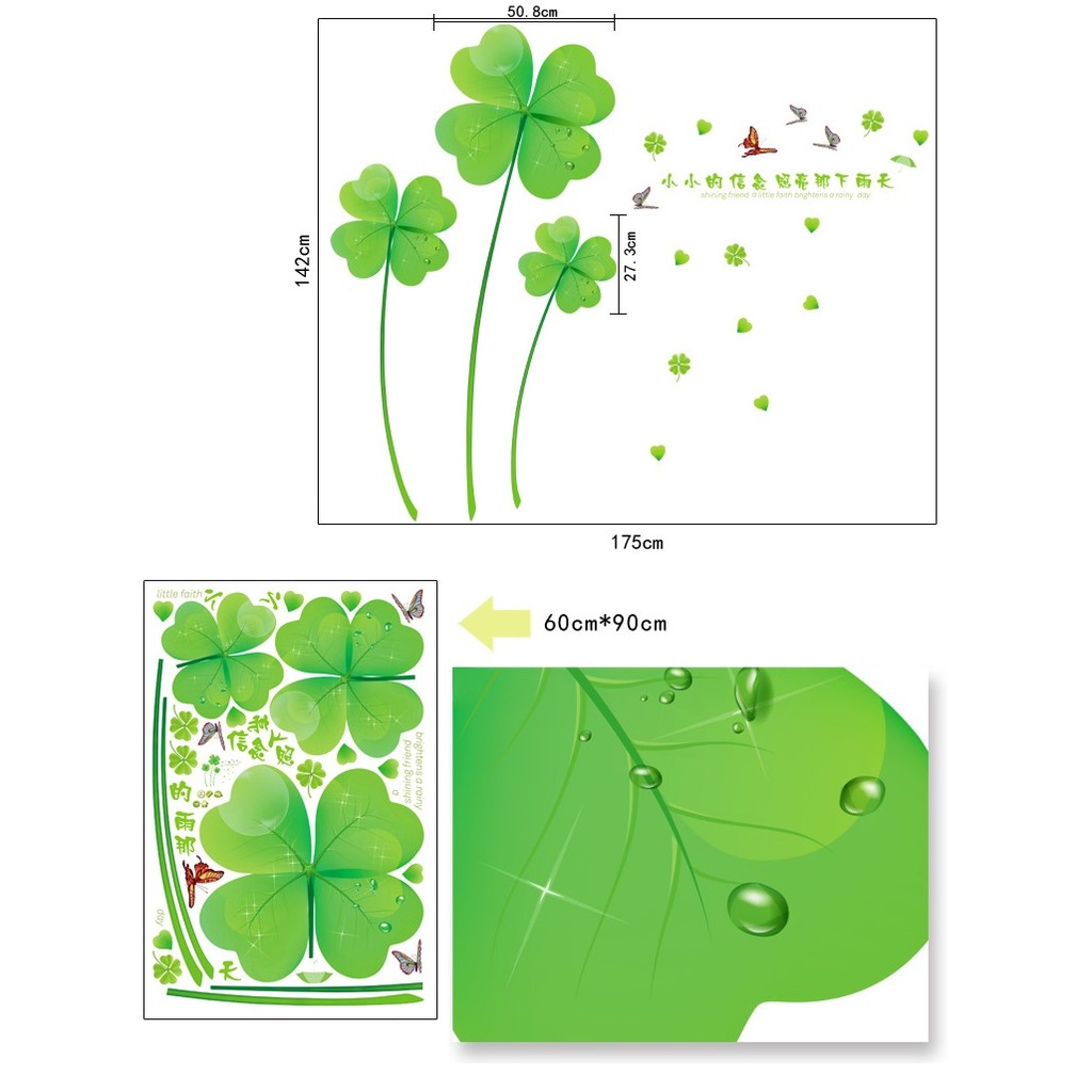 Decal dán tường Cỏ 4 lá - DH029 - PVC vinyl