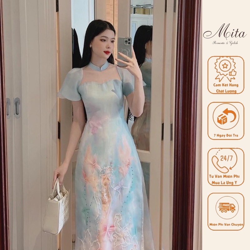 Mita Boutique -Áo Dài Cách Tân Hoạ Tiết Tiên Cá Mita - AD100003