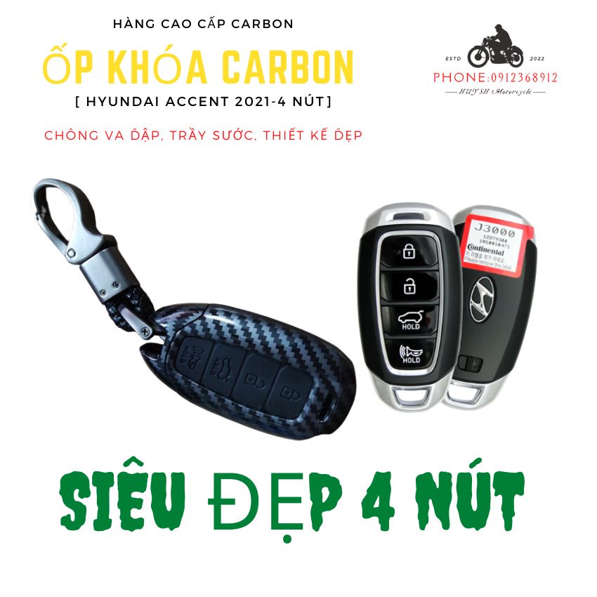 Ốp Chìa Khoá Hyundai Accent 2021-2022 - Bọc Chìa Khoá Ô Tô Vân Carbon