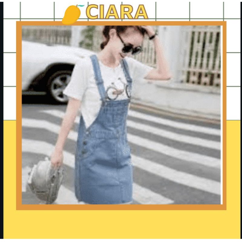 VÁY YẾM JEAN XANH DÁNG NGẮN CÓ TÚI TRƯỚC NGỰC🍒🍒🍒