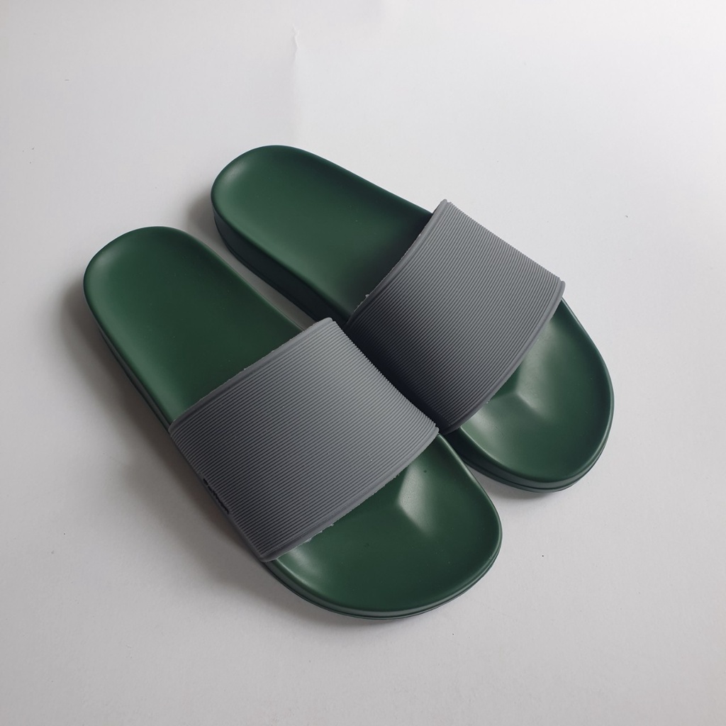 Dép nam nữ quai ngang slipper Pathon quai PVC và đế PU xanh quai xám Mẫu SD67