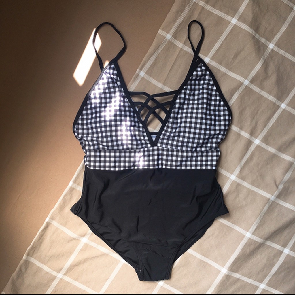 Bikini đồ bơi liền mảnh ngực đan dây sexy