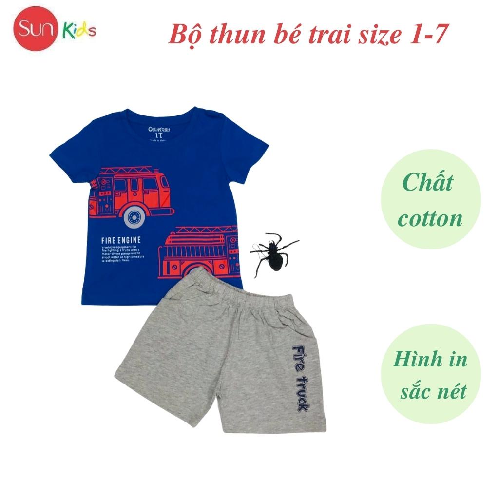 Đồ bộ bé trai, đồ bộ trẻ em chất thun cotton, size 1-7 tuổi, có nhiều màu - SUNKIDS