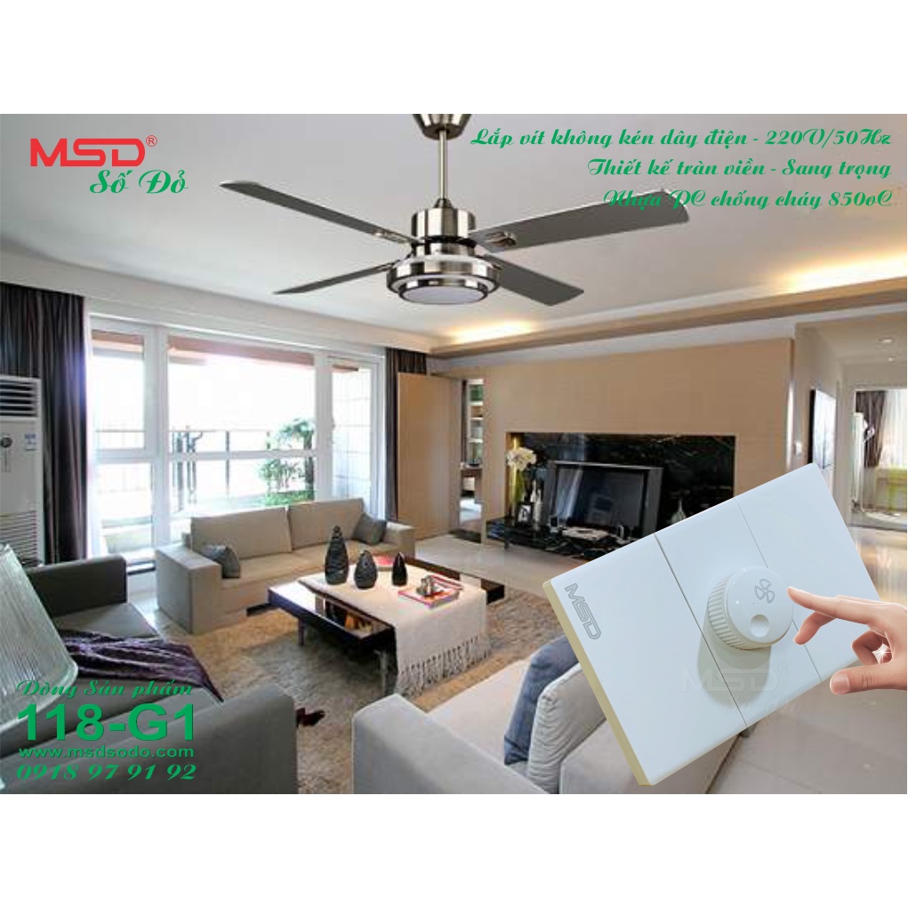 Dimmer - chiết áp - công tắc điều khiển quạt trần -  300W 118G1