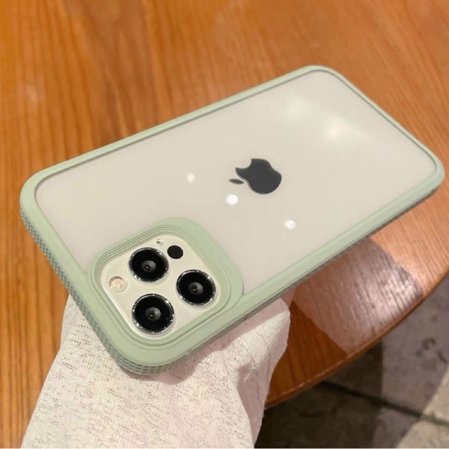 Ốp lưng likGus trong viền màu iPhone 13, 13 Pro, 13 Pro Max, 12, 12 Pro, 12 Pro max vàng camera bọc cao su bao vệ máy