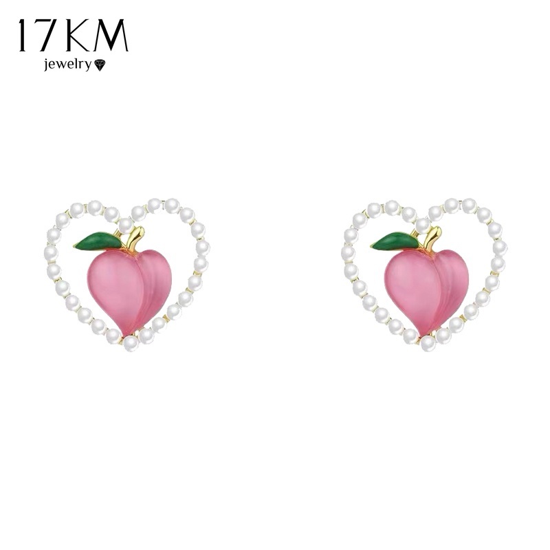 Khuyên tai 17KM hình trái tim đính ngọc trai