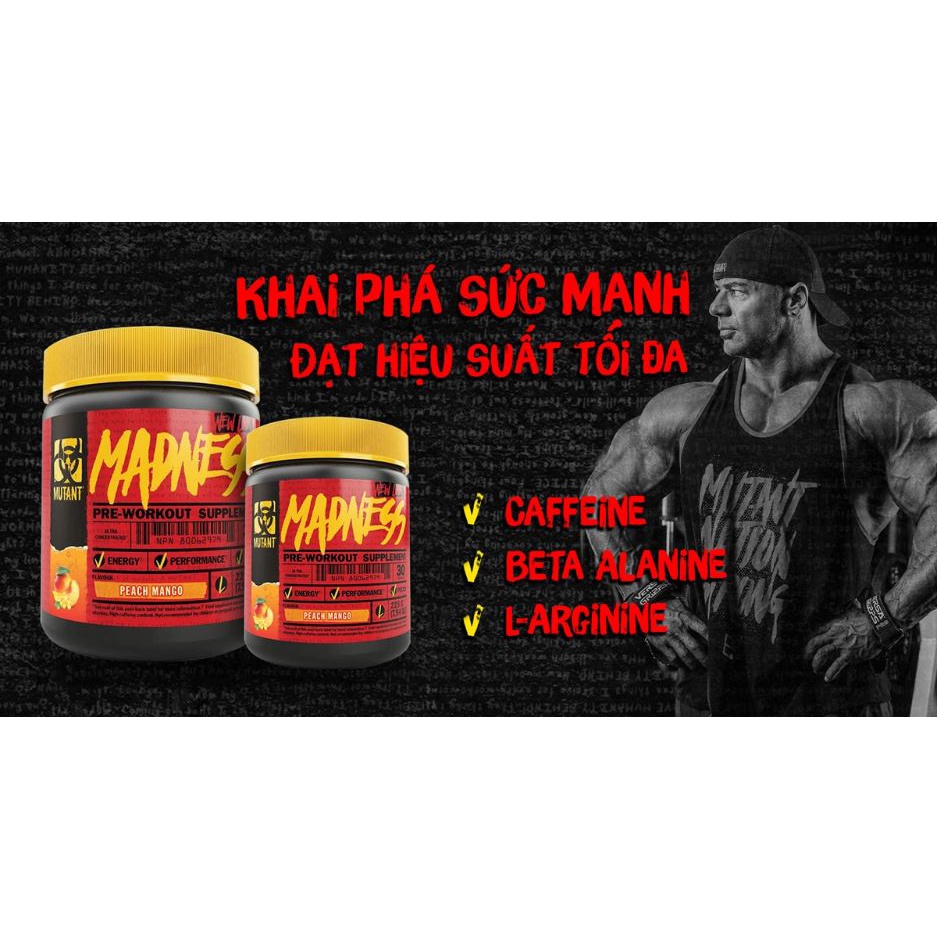 Madness Tăng Sức Mạnh Tối Đa Pre Workout Mutant Madness - 30 Lần Dùng