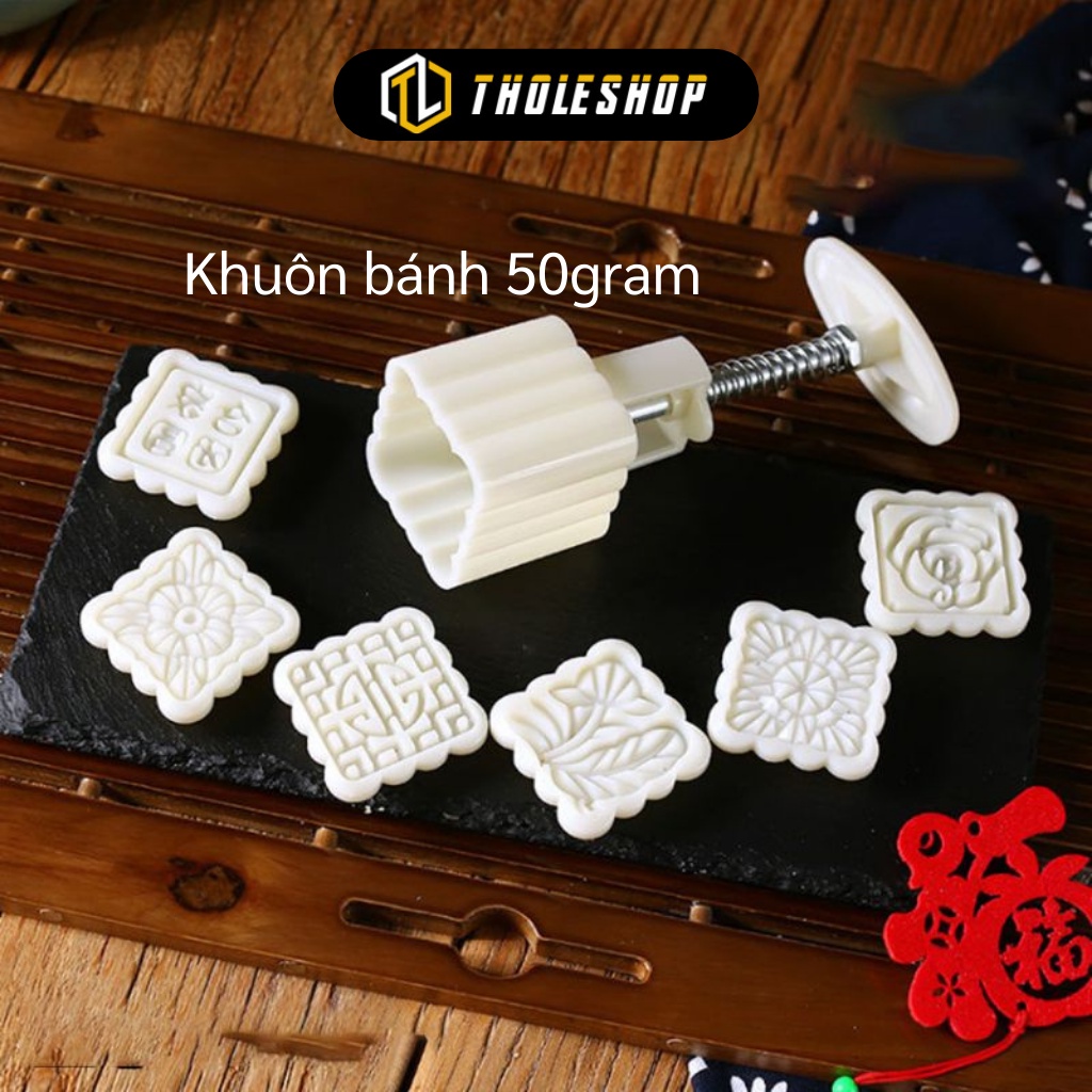Khuôn Bánh Trung Thu - Khuôn Lò Xo Làm Bánh Phục Linh Mini 50gram, 4 Tem 7257