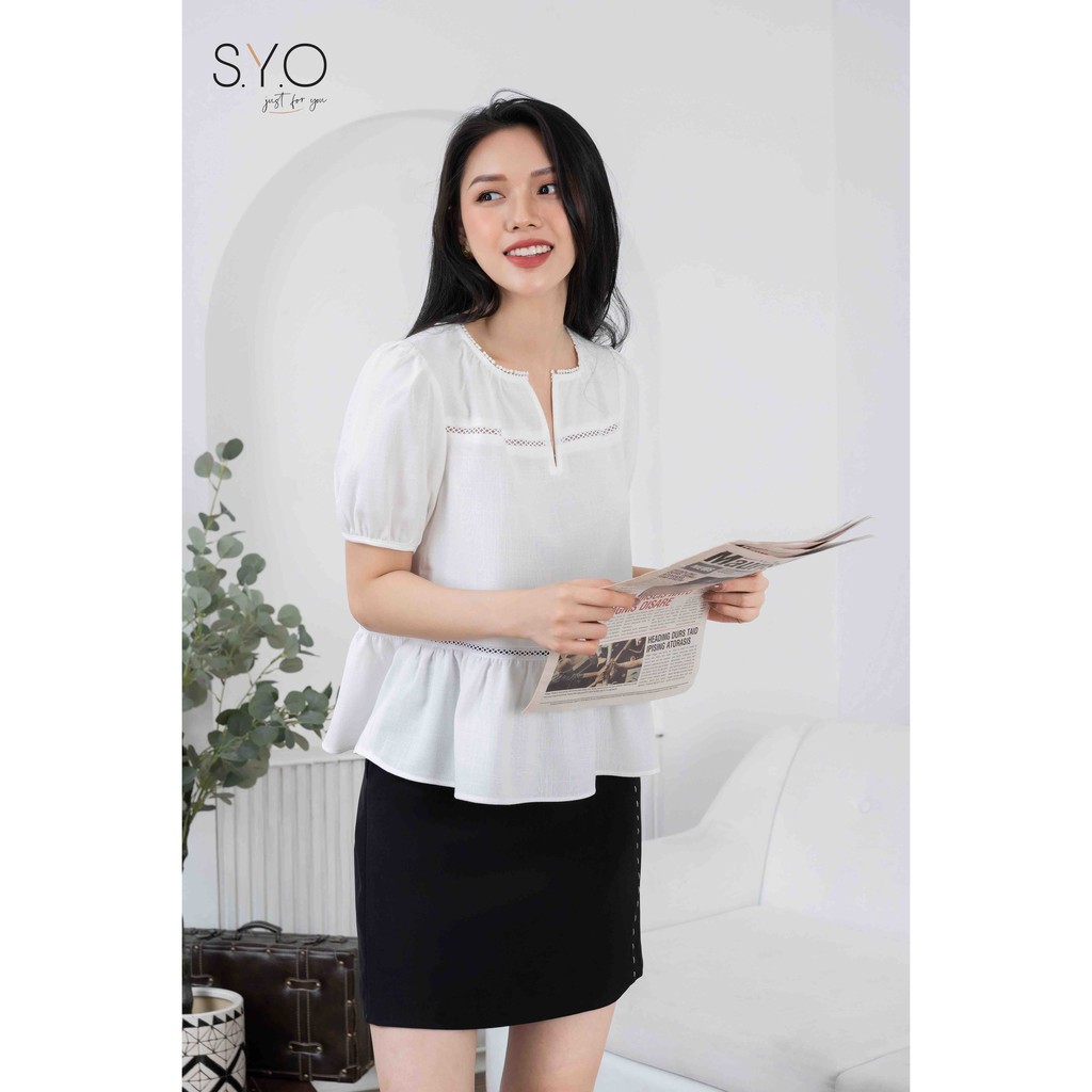 Áo đũi peplum phối ren SYO A2010-21