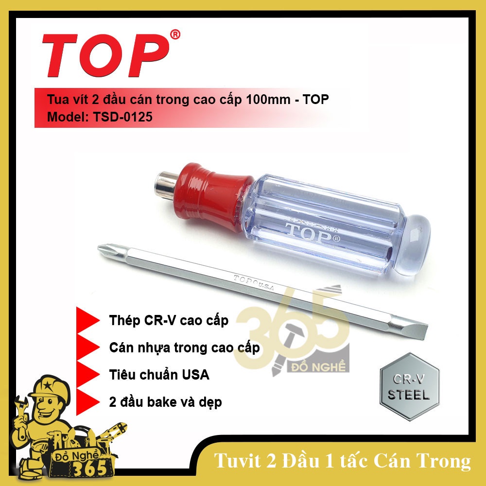 Tu vít 2 đầu cán nhựa trong cao cấp 100 TOP