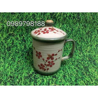 Cốc sứ Bát Tràng có nắp vẽ hoa tầm xuân 
