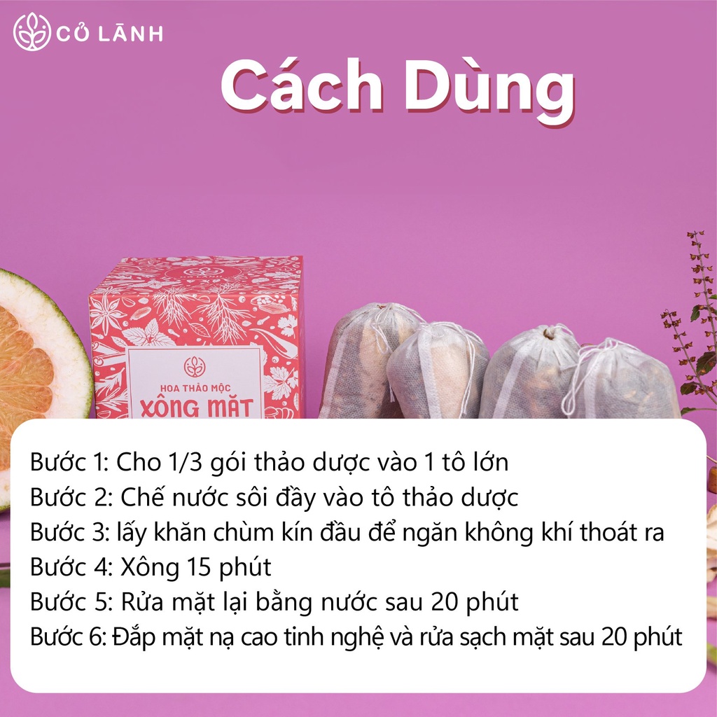 Hoa thảo dược xông mặt Cỏ Lành - Làm sạch sâu cho da, ngừa mụn