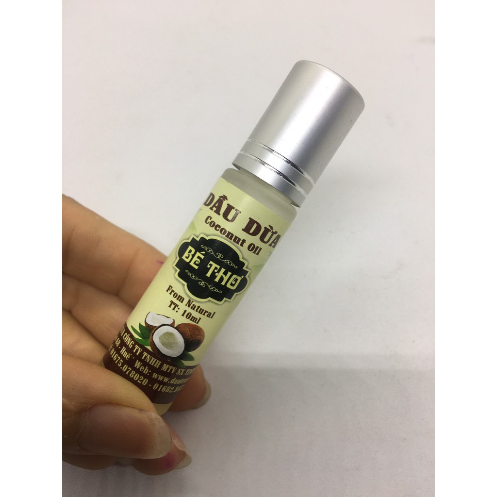 Dầu dừa tự nhiên 10ml dạng bi lăn thương hiệu Bé Thơ