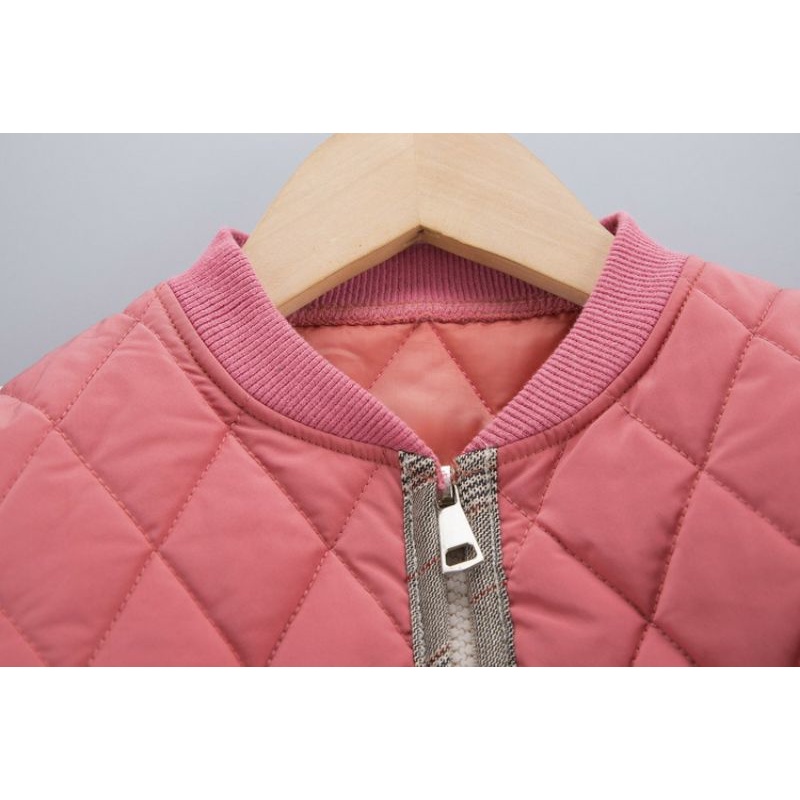 Áo Khoác Phao Thu Đông Unisex Cho Bé , Kiểu Dáng Bomber khóa kéo hai túi đắp