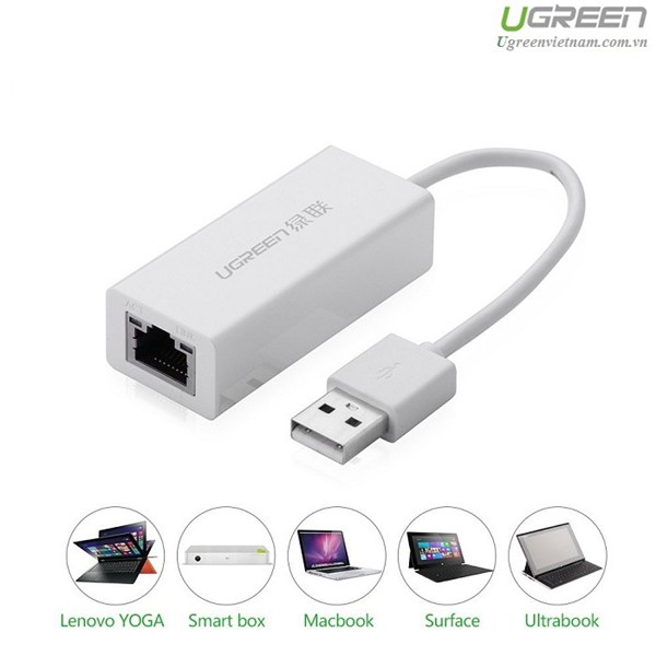 USB 2.0 to Lan RJ45 UGREEN 20253 Dành cho PC, Macbook - Hàng Chính Hãng