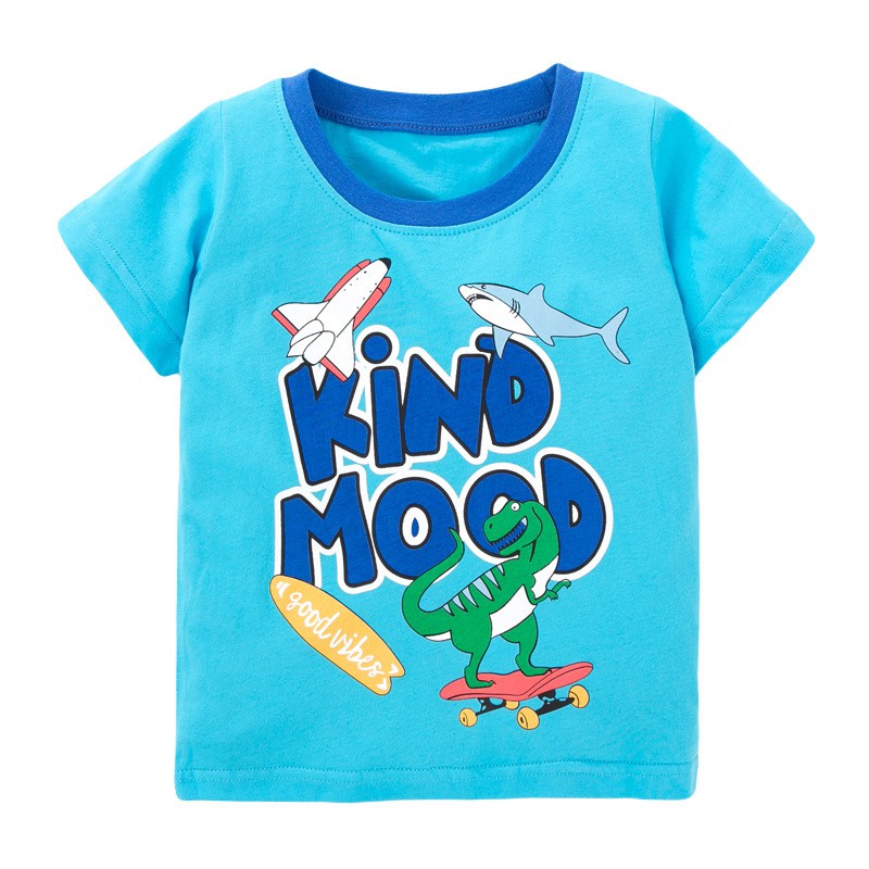 Mã QW069 áo bé trai màu xanh dương in hình các con vật Kind Mood của Little maven