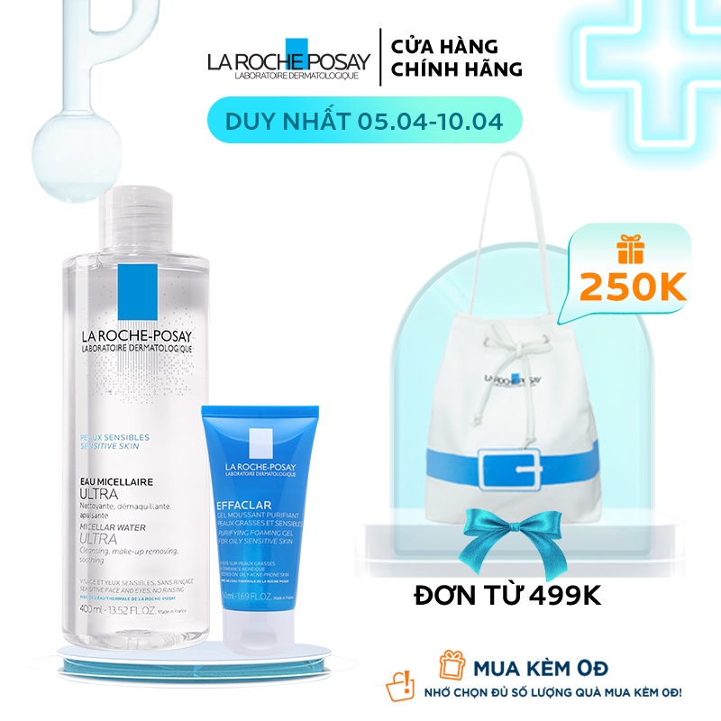 Bộ sản phẩm nước tẩy trang làm sạch sâu giàu khoáng dành cho da nhạy cảm La Roche Posay Micellar Water Ultra Sensitive S