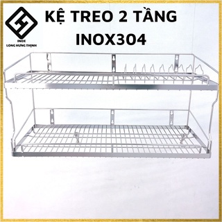 Kệ treo inox 304 cao cấp 100% 2 tầng - kệ bếp, kệ chén đĩa treo tường tiện lợi