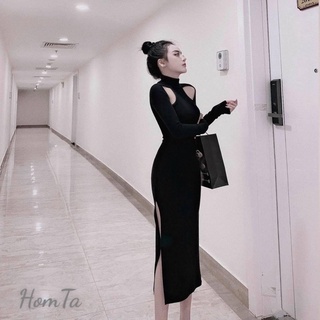 Đầm Body Khoét Cổ Lọ