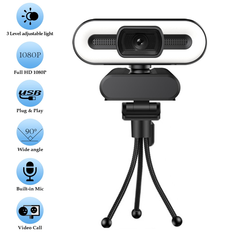 Webcam gắn laptop PC độ phân giải 2K 4K HD có micro tiện dụng cho quay youtube/video