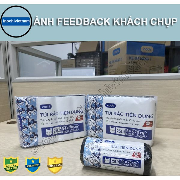 Túi rác đen 2 quai tiện dụng (4 cuộn 1 kg) INOCHI - Tự hủy thân thiện môi trường - Nhiều Size 10L-25L-50L