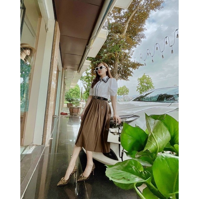 chân váy xếp li công sở@ có đai váy chất dạ co dãn | BigBuy360 - bigbuy360.vn