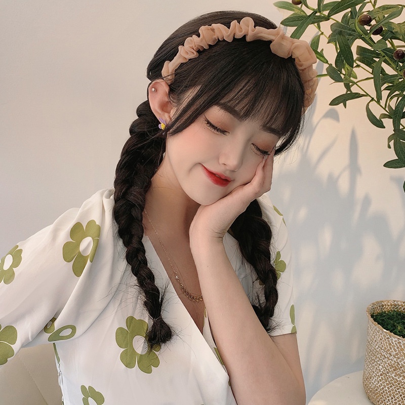 Bờm cài tóc vải voan nhún Băng đô Hàn Quốc phong cách tiểu thư xinh xắn đáng yêu dễ thương cho nữ Hot trend Aikimo BNB1