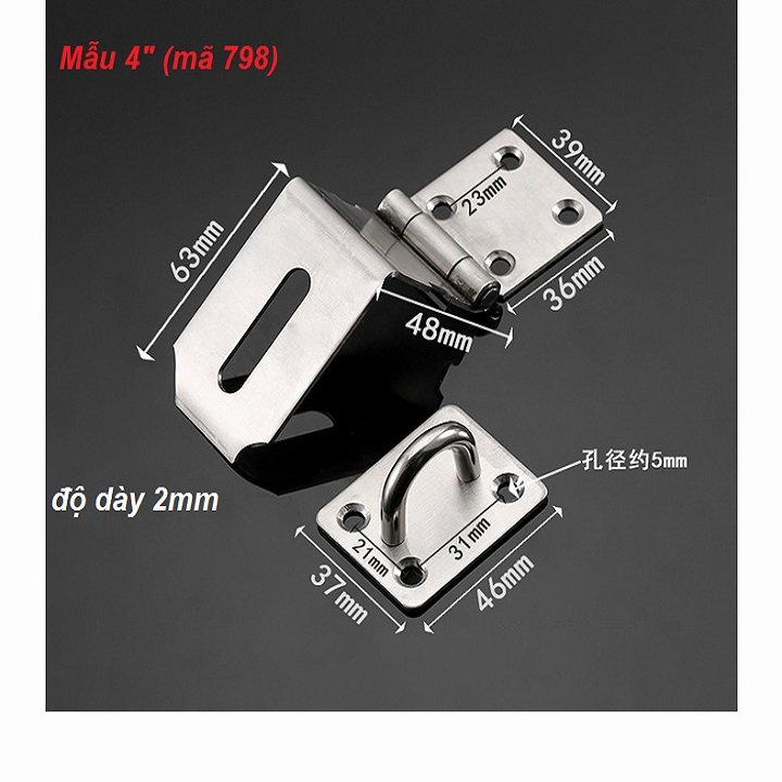 CHỐT KHÓA CỬA CỔNG 90 độ có PAT KHÓA Ổ bằng INOX tiện dụng  - CBS797-798-799