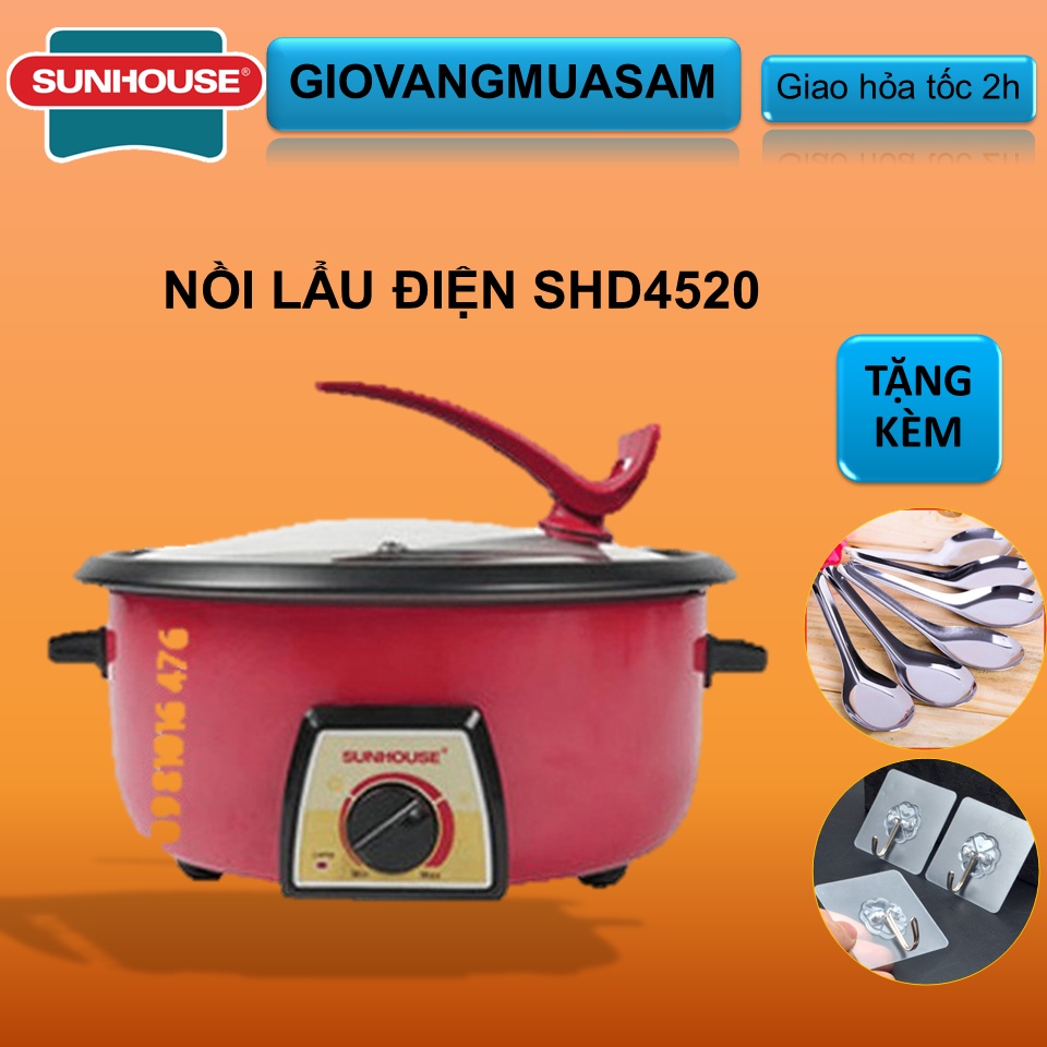 Lẩu điện SUNHOUSE SHD4520 + Tặng 05 Móc dính cường lực