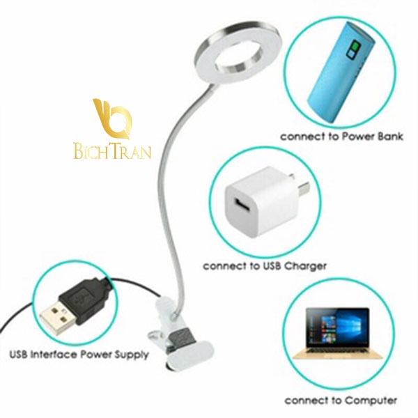 Đèn Led Mini Kẹp Bàn Làm Nail, Nối Mi , Phun Xăm 2 Chế Độ Sáng