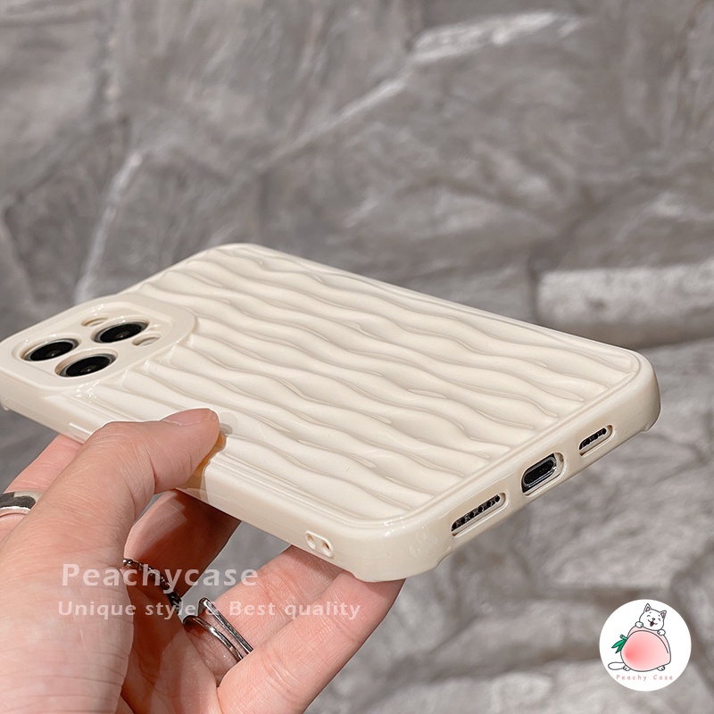 Ốp Điện Thoại TPU Dẻo Họa Tiết Kẻ Sọc Màu Be Bảo Vệ Camera Cho iPhone 14 13 12 Mini Pro Max 11 Xr Xs Max X 13Mini