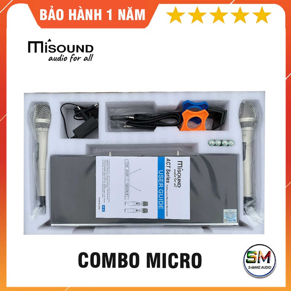 Micro không dây Karaoke MiSound M550i - Cảm biến gia tốc, tự động ngắt, tặng bộ pin sạc khô - smake audio