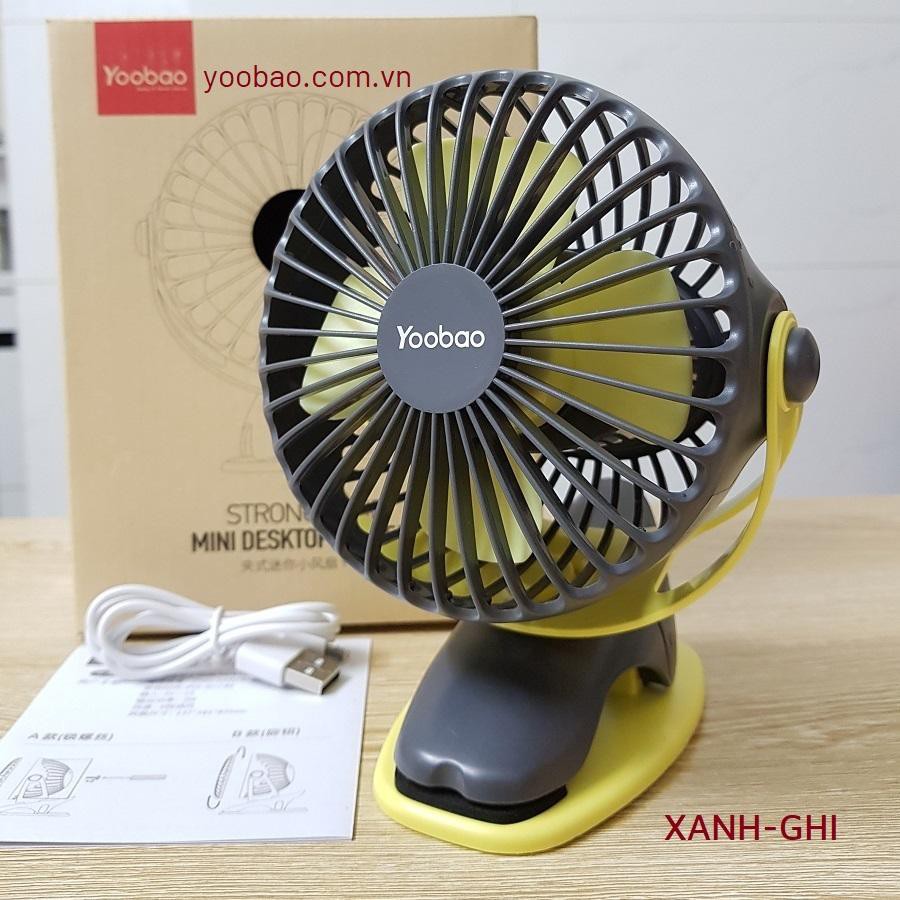 Quạt sạc mini YOOBAO F04 xoay góc 720độ, 32 tiếng, đế kẹp đa năng hoặc đặt bàn (6400mAh) | BigBuy360 - bigbuy360.vn