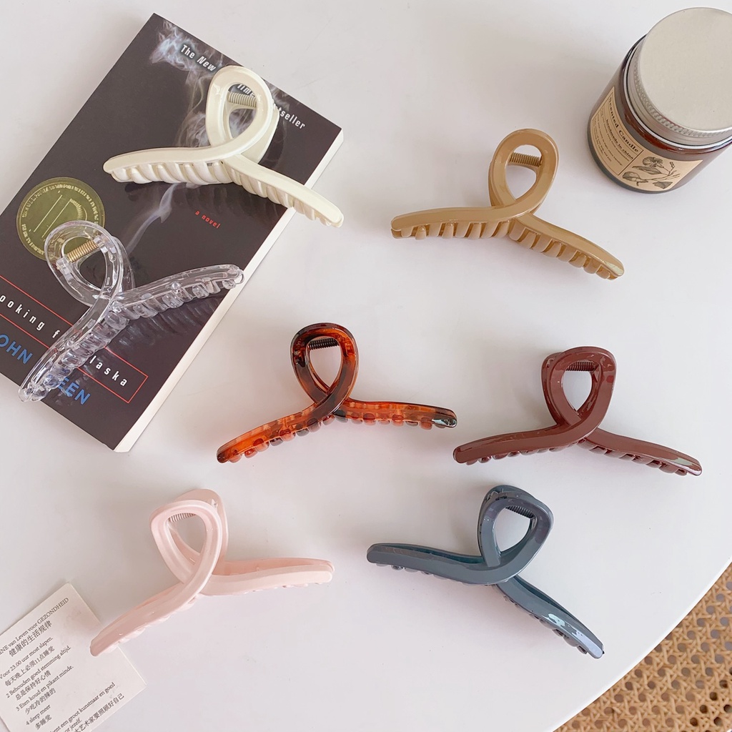 Kẹp Tóc Màu Trong Suốt Thiết Kế Đơn Giản Phong Cách Retro