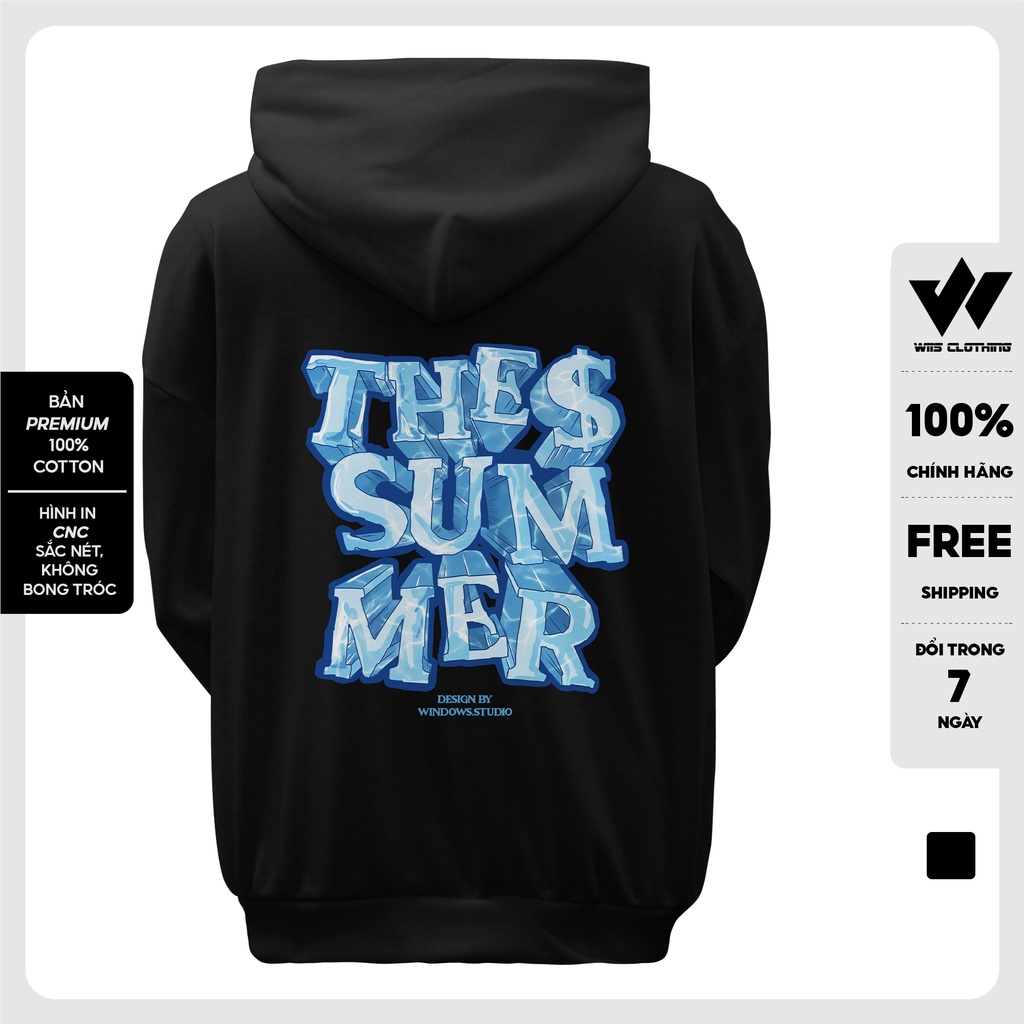 Áo hoodie form rộng WIIS bản Premium unisex nỉ bông ICE thời trang nam nữ oversize ulzzang