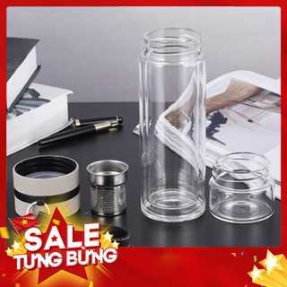 (Cực Hot) Bình Thủy Tinh 2 Lớp 500ml - Bình Thủy Tinh 2 Ngăn Pha Trà