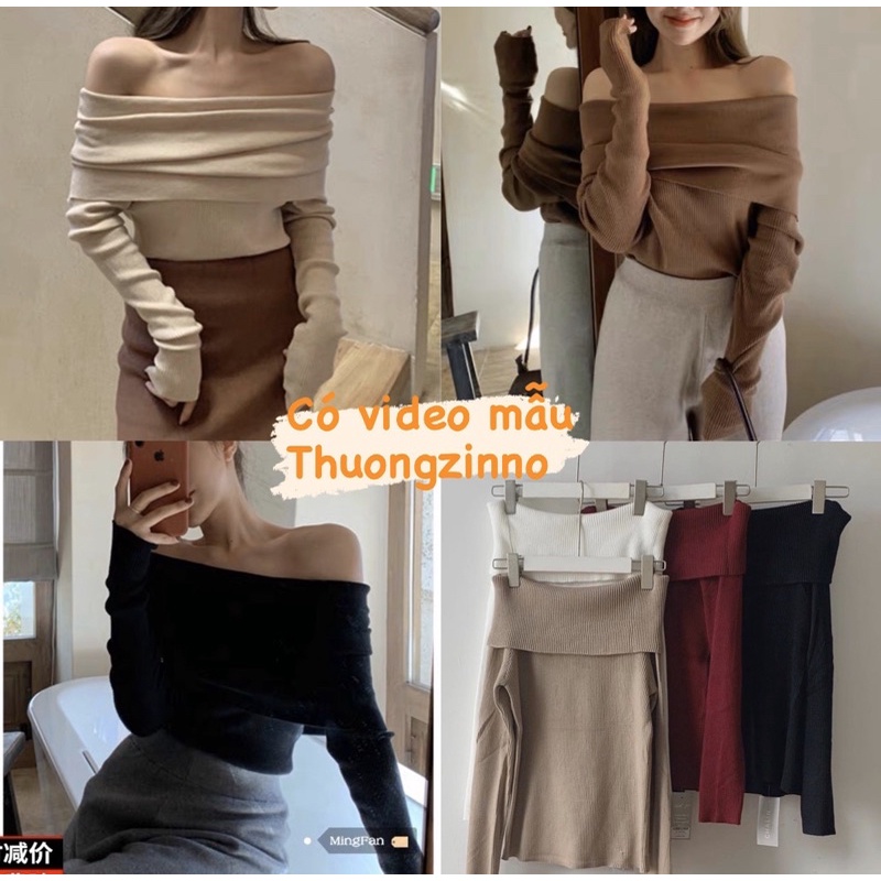 [Ảnh thật/Video]Áo len Mongtogi thiết kế trễ vai Kiểu Mới Hàn Quốc Áo len tăm mềm mịn ulzzang