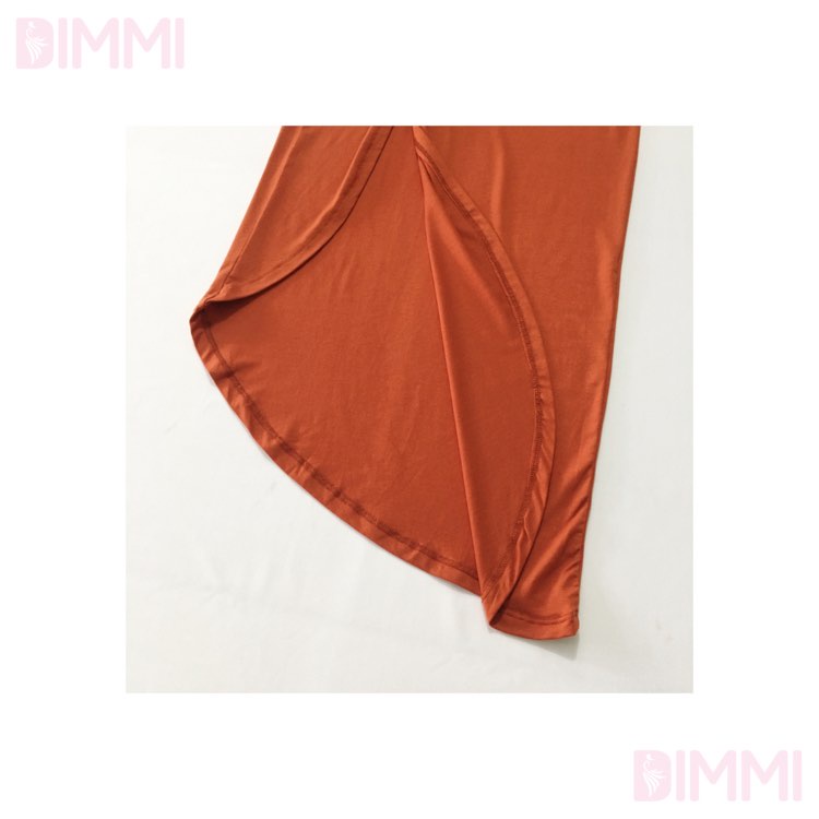Chân Váy Midi Xẻ Đùi Cam