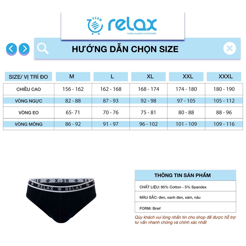Quần Lót Nam RLETK001, RELAX, thoáng mát mềm mại, co giãn tốt, ôm gọn.