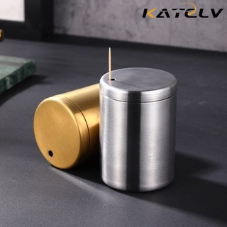 Hộp đựng tăm xỉa răng KATELV bằng thép không gỉ có nắp đậy di động tiện lợi
