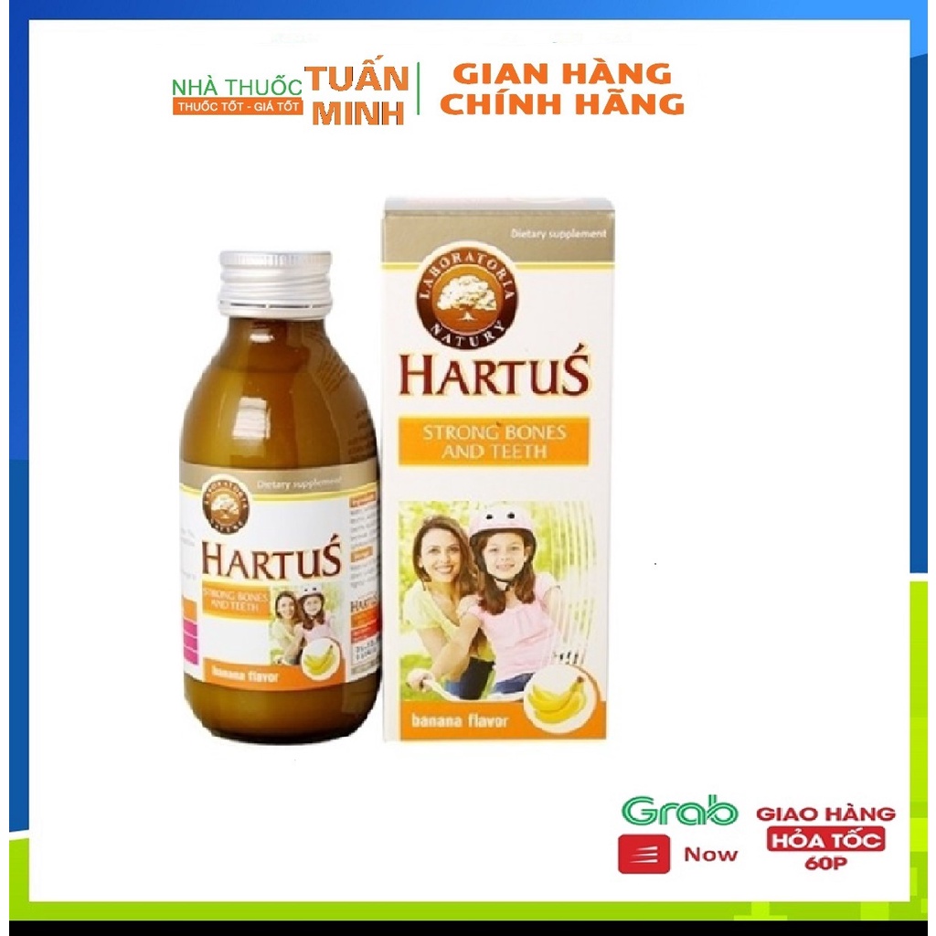Hartus Canxi, bổ sung canxi, vitamin D3, vitamin K, hấp thụ Canxi tối đa cho trẻ (Lọ 150ml)