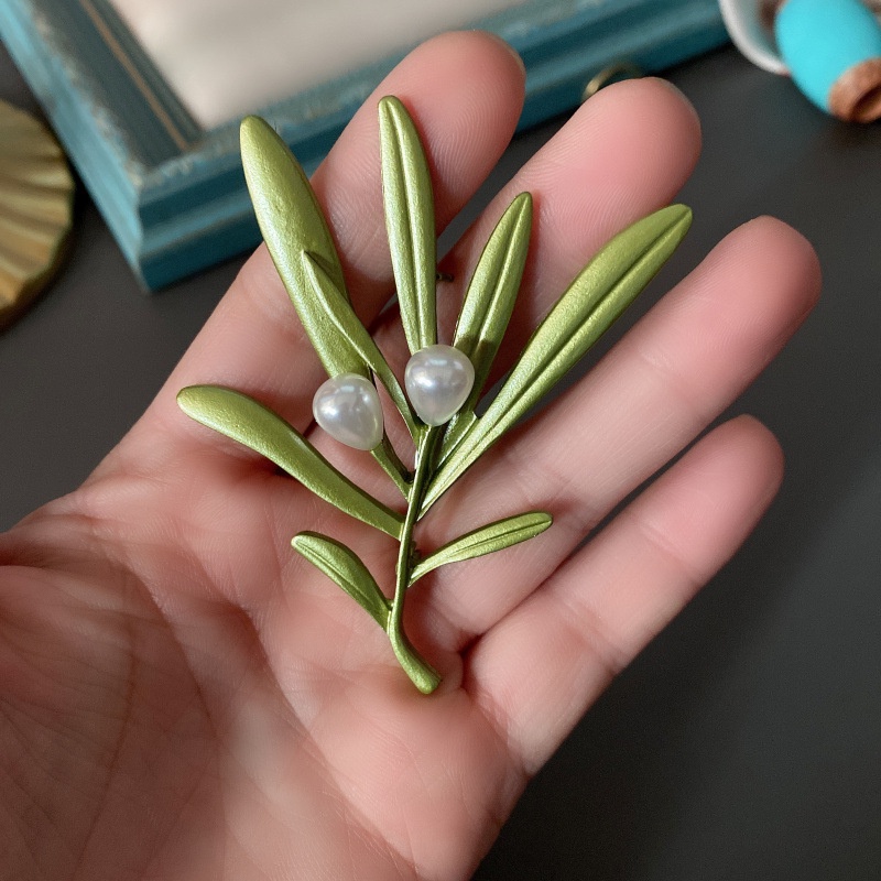 Ghim Cài Áo Hình Hoa Lá Đính Đá Và Ngọc Trai Nhân Tạo Thời Trang