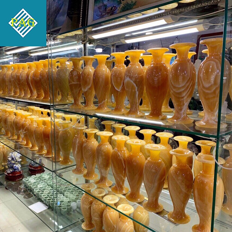 Cặp Lục Bình Phong Thuỷ Đá Ngọc Hoàng Long