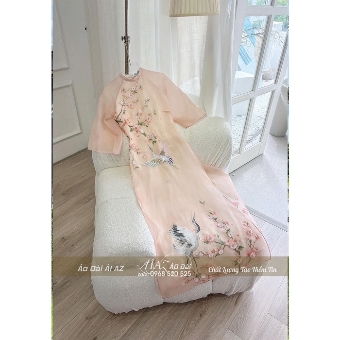 Áo Dài Cách Tân Nữ Họa Tiết Tay Lỡ LD12