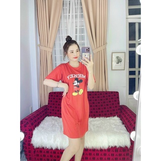 Mẫu đầm suông in mickey hót gia rẻ