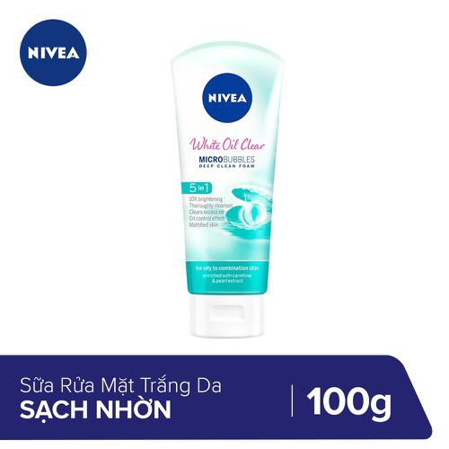 Sữa rửa mặt trắng da sạch nhờn dành cho nữ Nivea 100g