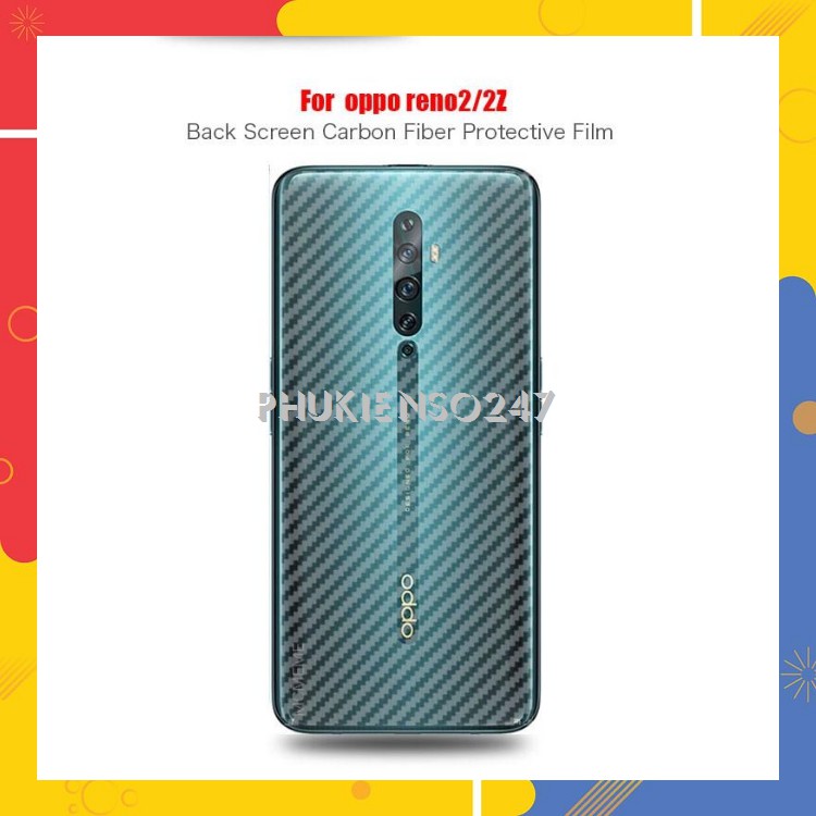 Miếng dán mặt lưng skin carbon Oppo Reno 2/ Reno 2F/ Reno 2Z