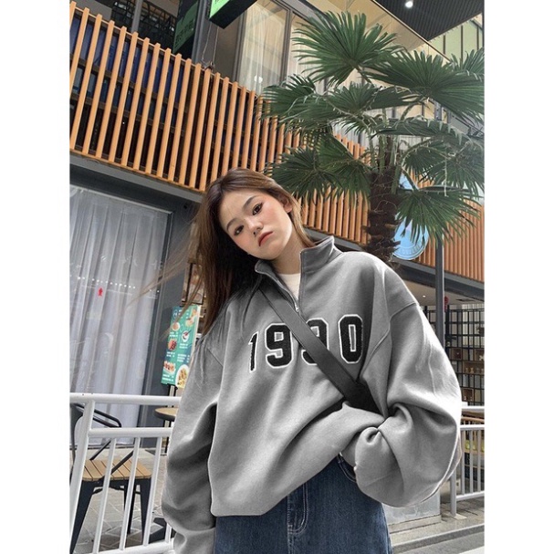 Áo Nỉ Tăm Khóa Cổ 1990, Áo Sweater Polo Form Rộng Unisex Siêu Chất, Hottrend, Có Quà Xinh Tặng Kèm - Hàng nhập khẩu