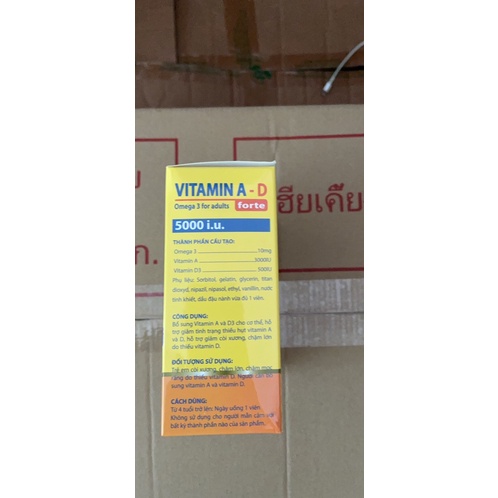 Viên Uống Vitamin A D Bổ Sung Vitamin Giảm Nguy Cơ Khô Mắt Mỏi Mắt Còi Xương Hỗ Trợ Đẹp Da Hộp 100 Viên