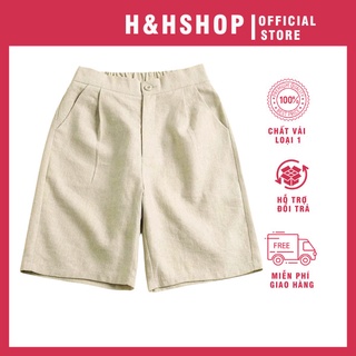 Quần ngố nữ vải lụa cá tính, ống rộng, có túi cạp cao - Đủ size - H&HShop